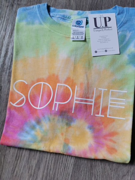Pastel personalised tie dye  t shirt