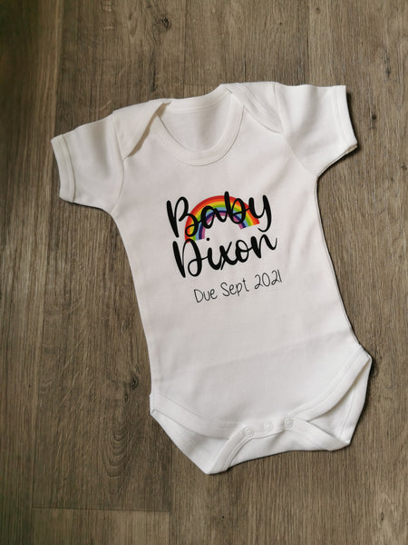 Rainbow baby announcement vest
