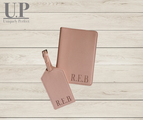 Boutique passport and luggage tag with initials