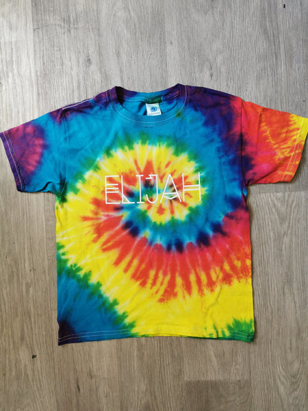 Rainbow personalised tie dye  t shirt