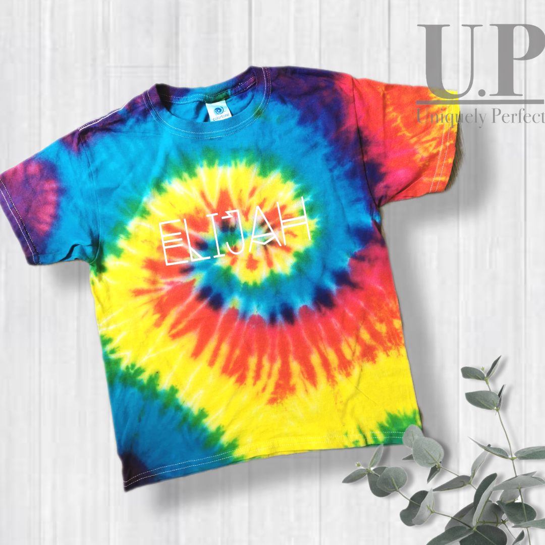 Rainbow personalised tie dye  t shirt